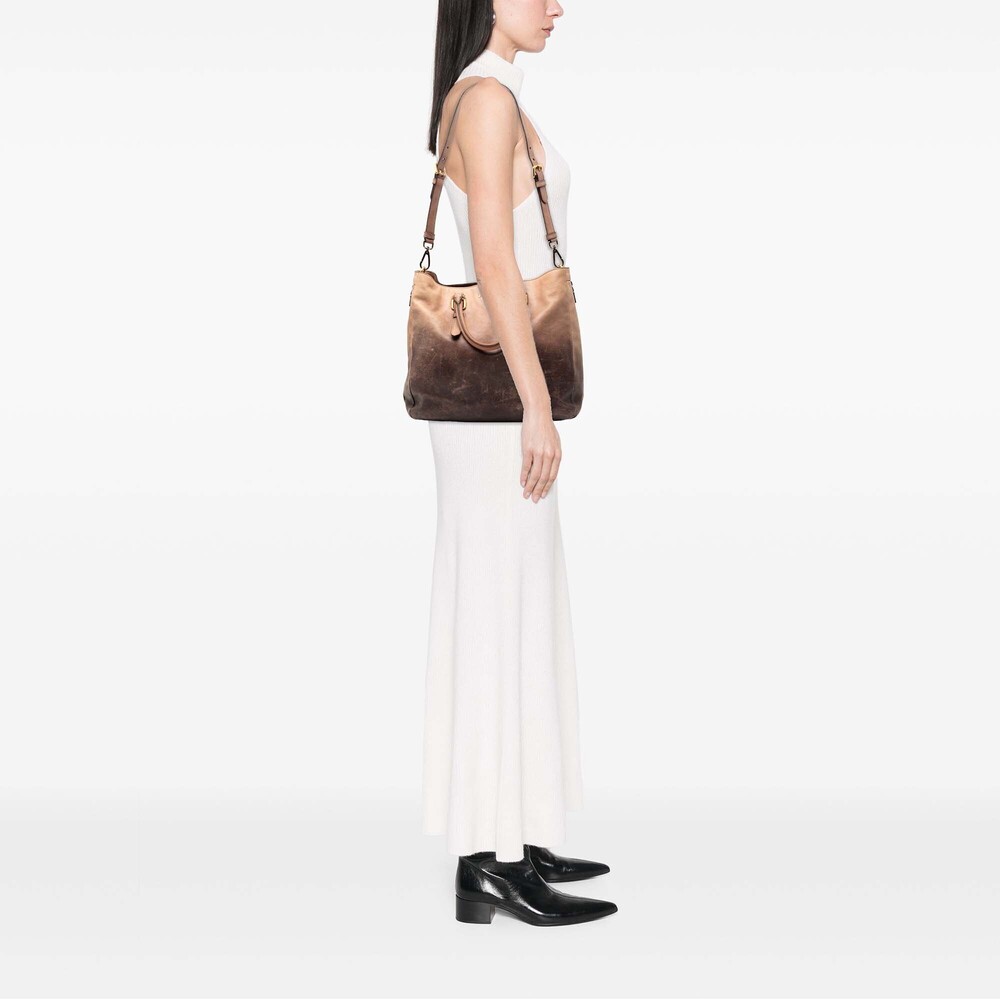 Pre-Loved Prada Ombre Vitello Daino Side Zip Convertible Tote - Picture 8 of 8